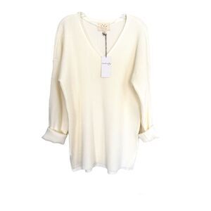 Thread & Supply Ivory Knit V Neck Sweater Sz 1X